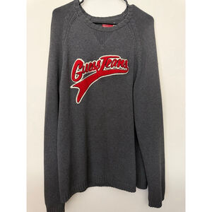 Men’s Vintage GUESS Gray & Red Crew Neck Sweater XL